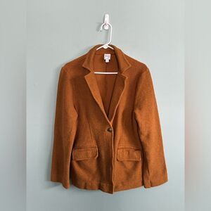 Anthropologie Maeve Knit Long Sleeve Button Mustard Jacket Blazer Women's Sz L